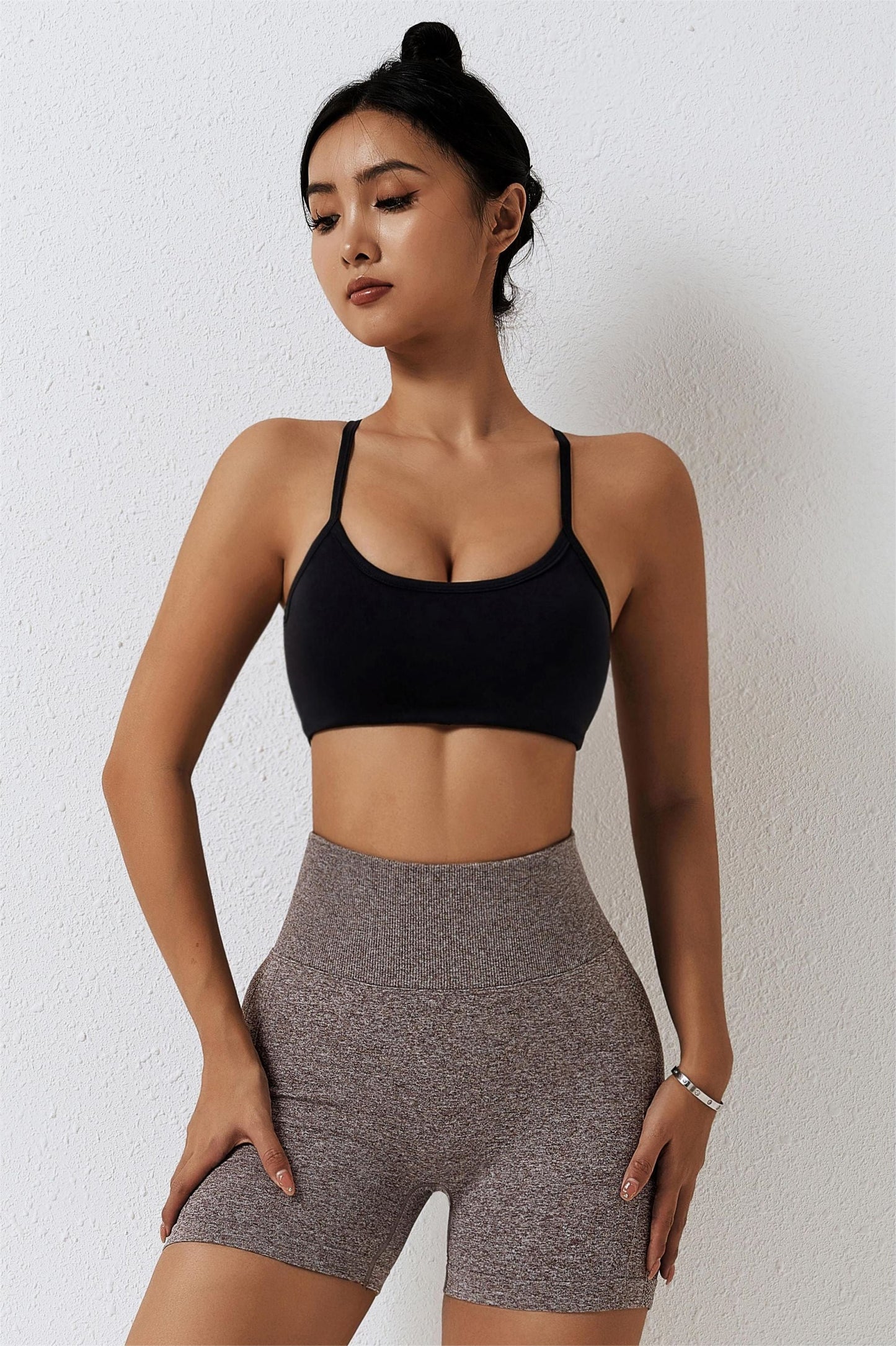 Scoop Neck Lace-Up Straps Sports Bra