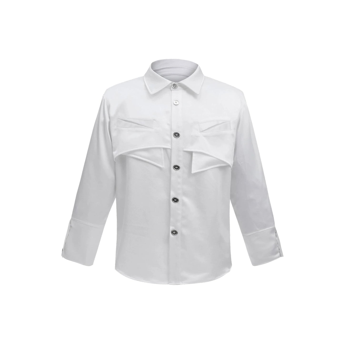 Deconstruct Metallic Long Sleeve Shirt with Removable Shoulder Pads