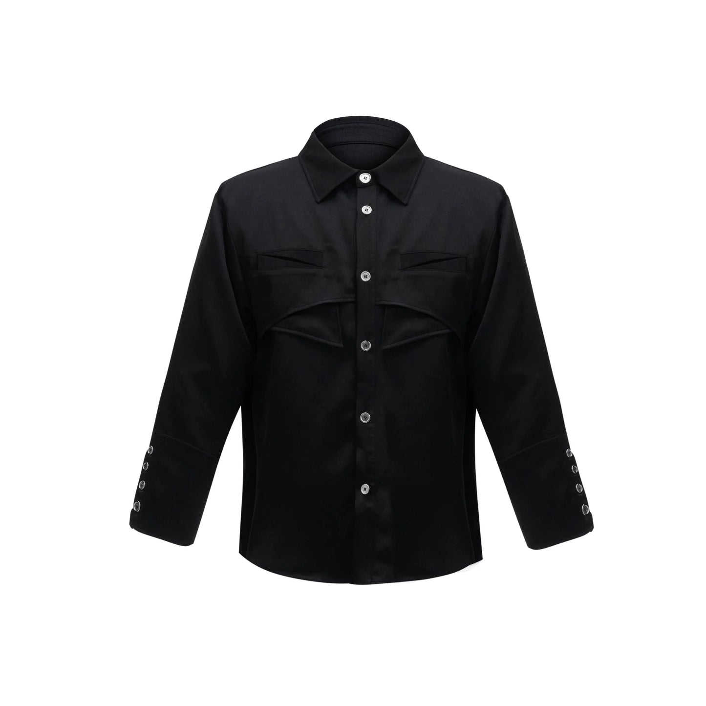 Deconstruct Metallic Long Sleeve Shirt with Removable Shoulder Pads