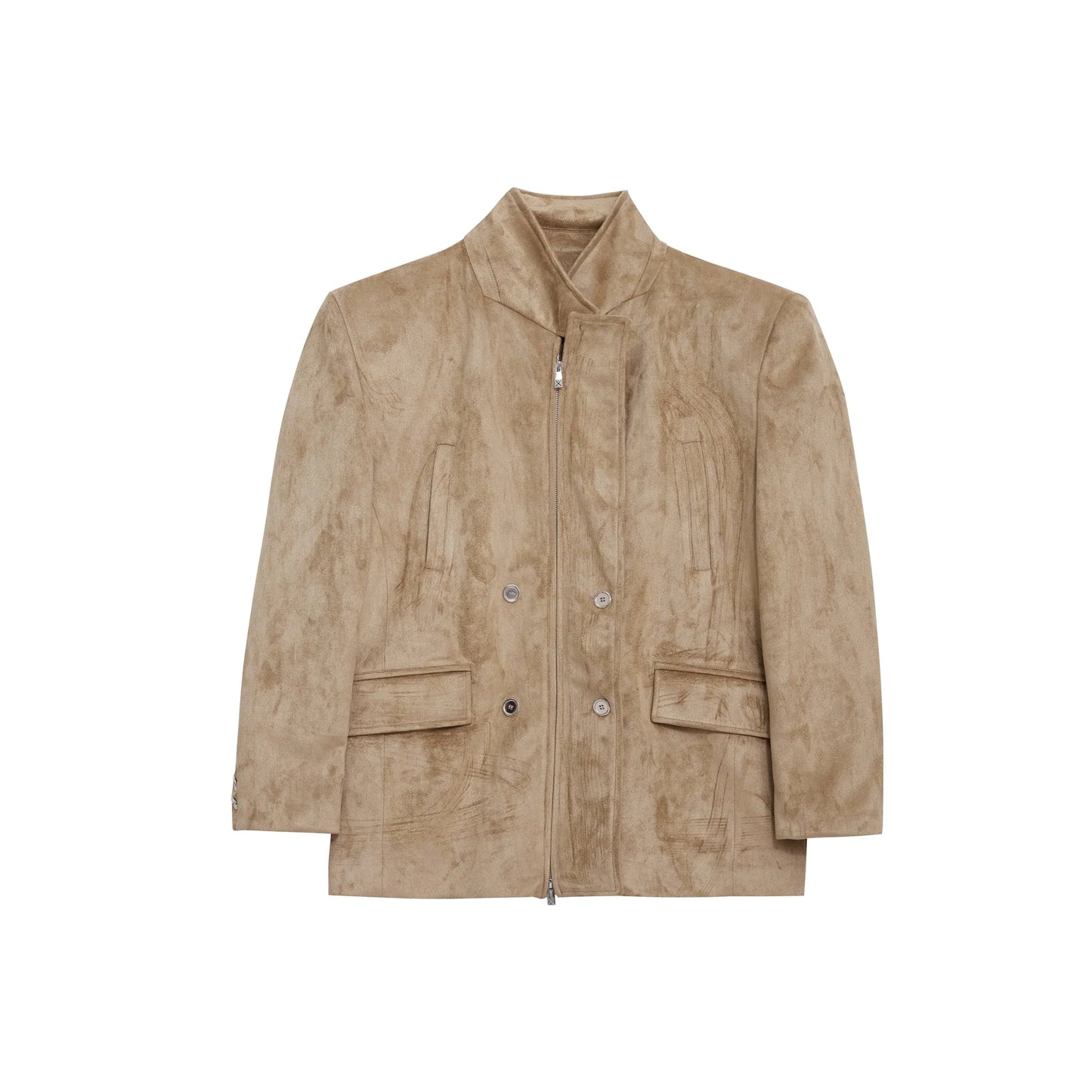 Deconstructed Blazer with Textured Fabric | Metal Accents Jacket