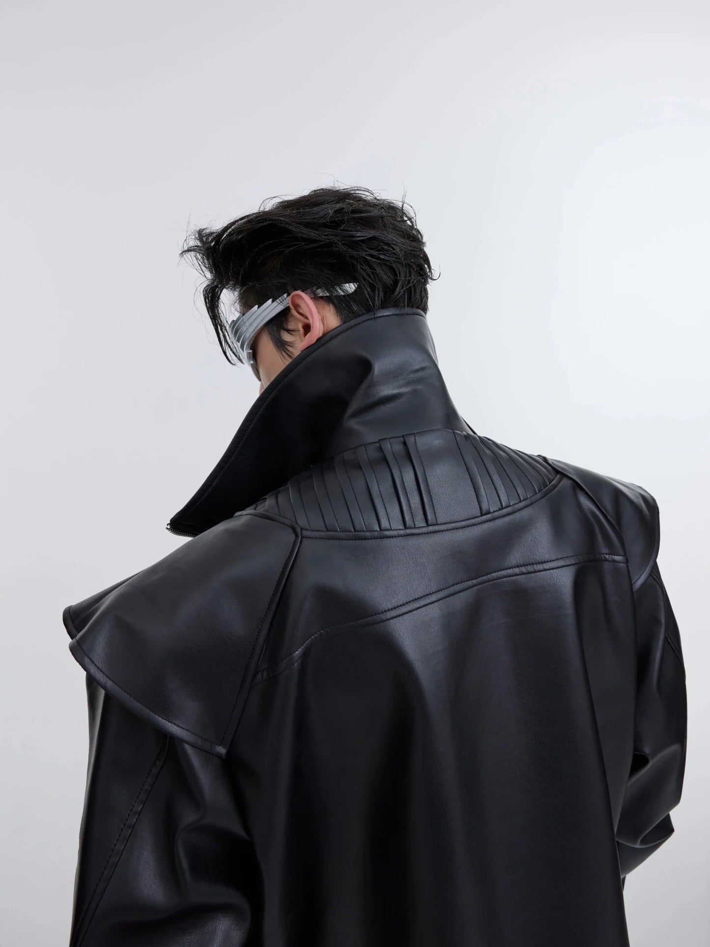 Deconstructed Double-Layer Zip Faux Leather Jacket | Heavyweight Two-Piece Biker Coat