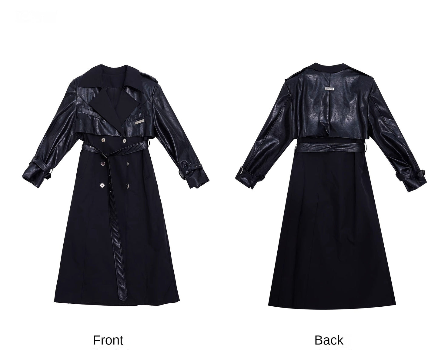 Deconstructed Faux Leather Overcoat | Designer Patchwork Trench