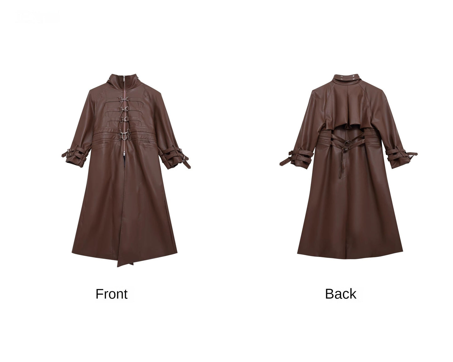 Deconstructed Faux Leather Overcoat | Split-Fold Loose Trench Outwear