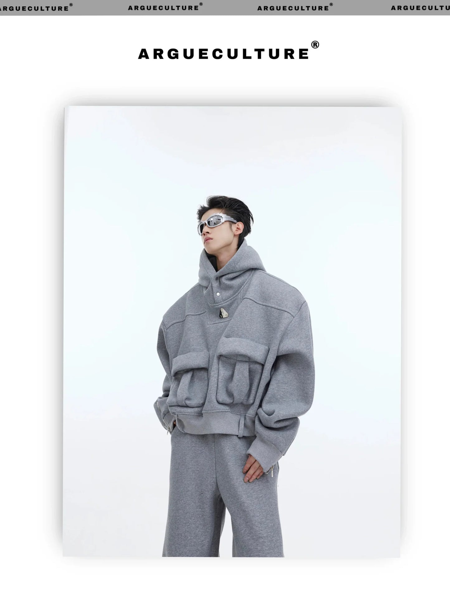 Deconstructed Heavy Hoodie with Large Pockets and Casual Sports Set