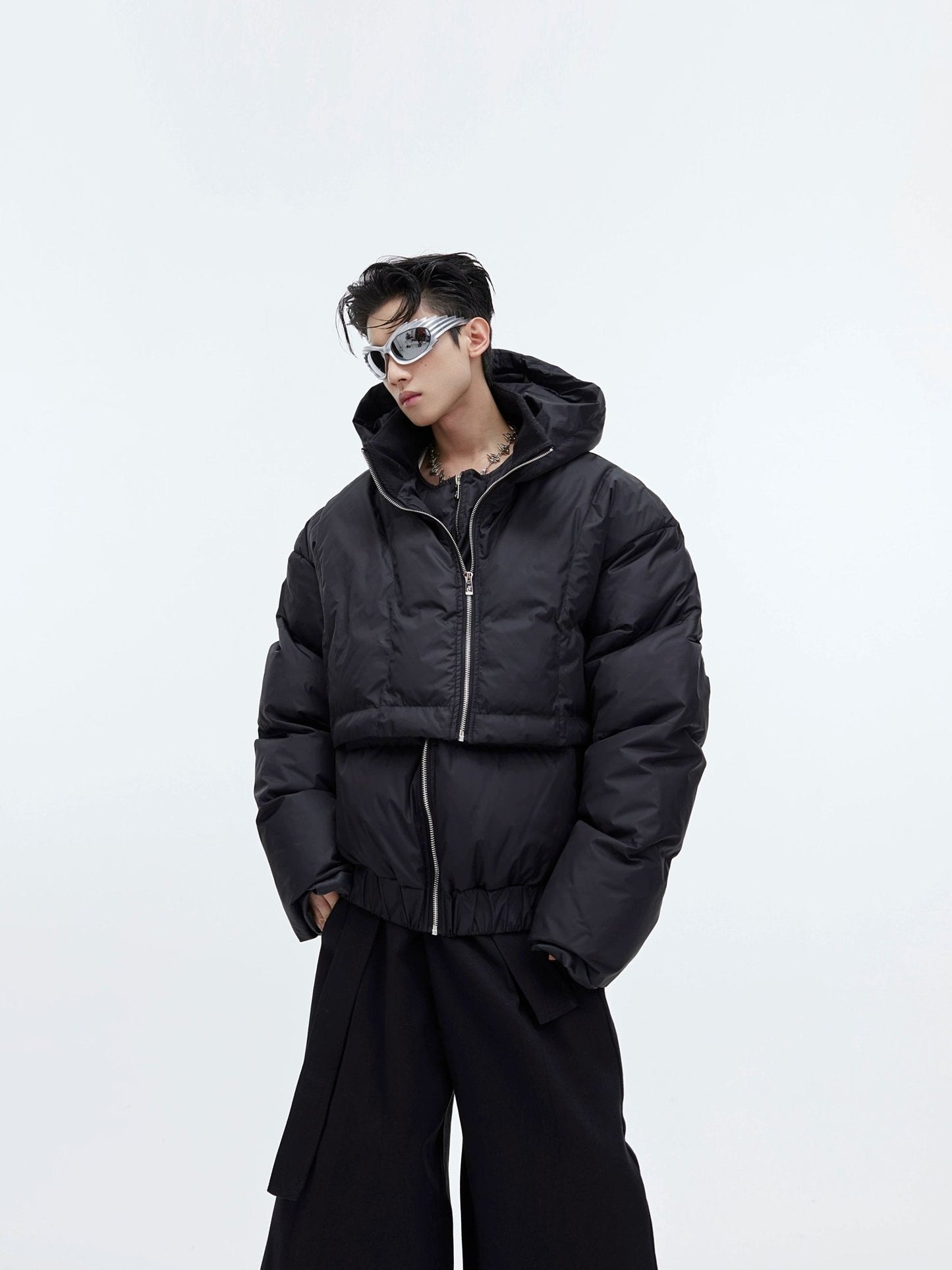 Deconstructed Hooded Puffer Jacket | Unique Two-Piece Design