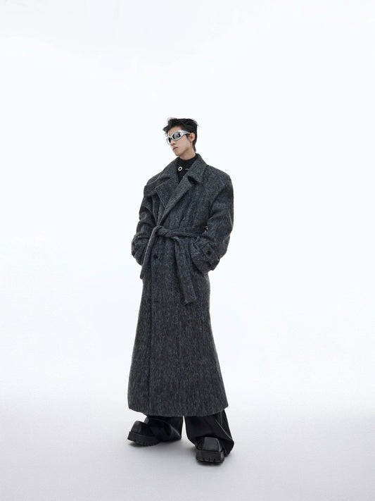 Deconstructed Layered Wool Coat | Belted Designer Longline Overcoat