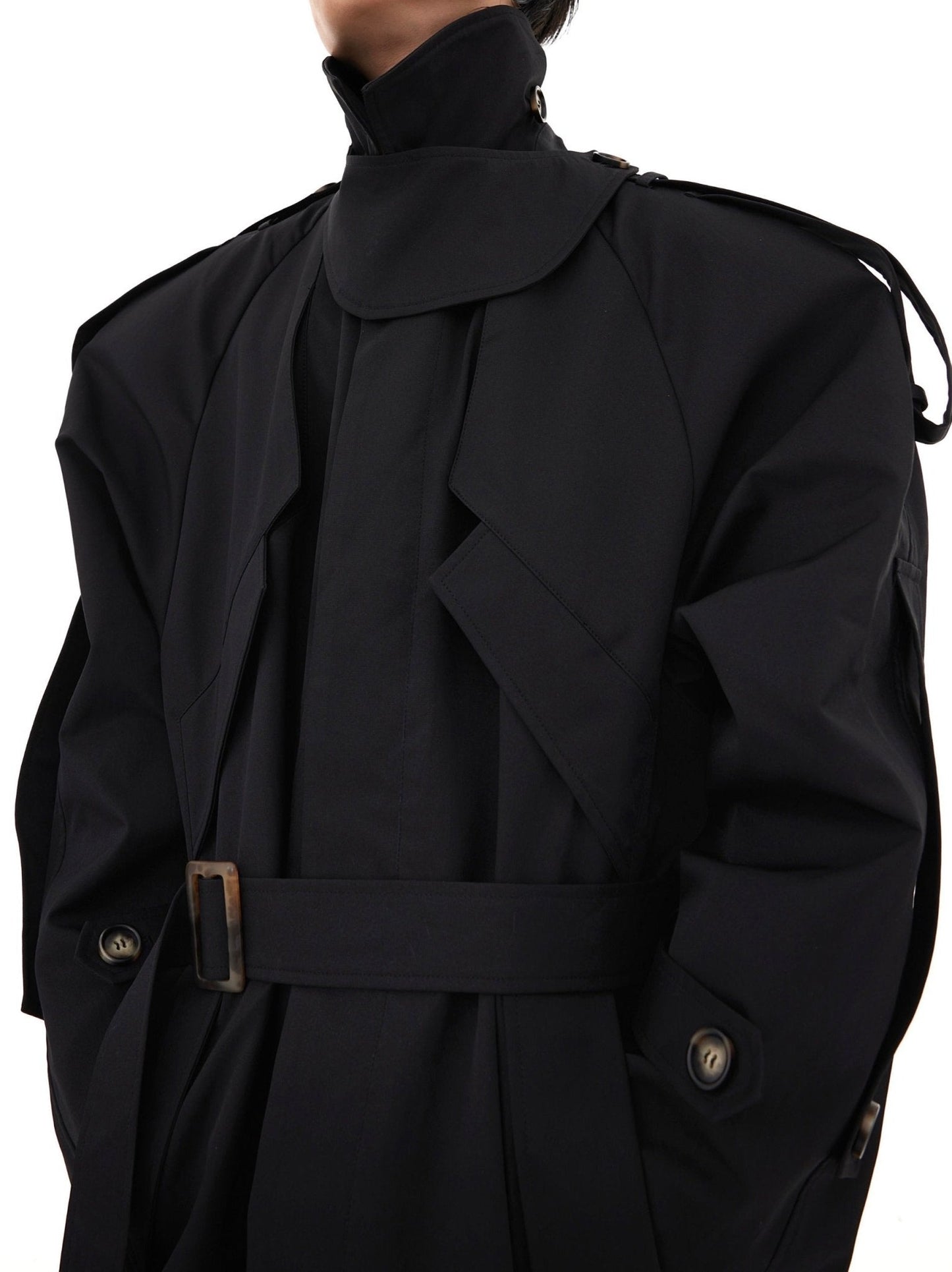 Deconstructed Structured Trench Overcoat |  Designer Coat in Long Design