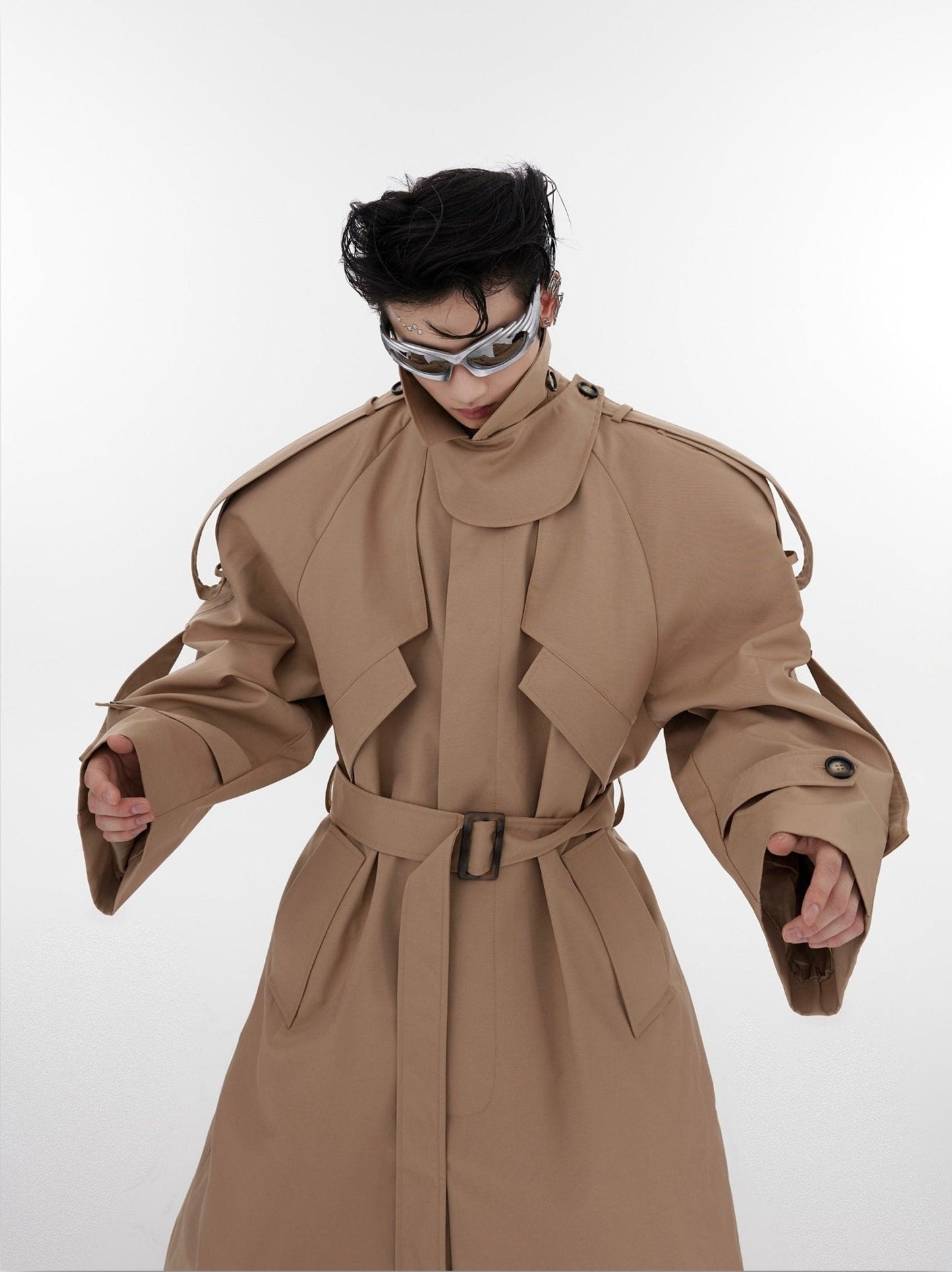 Deconstructed Structured Trench Overcoat |  Designer Coat in Long Design