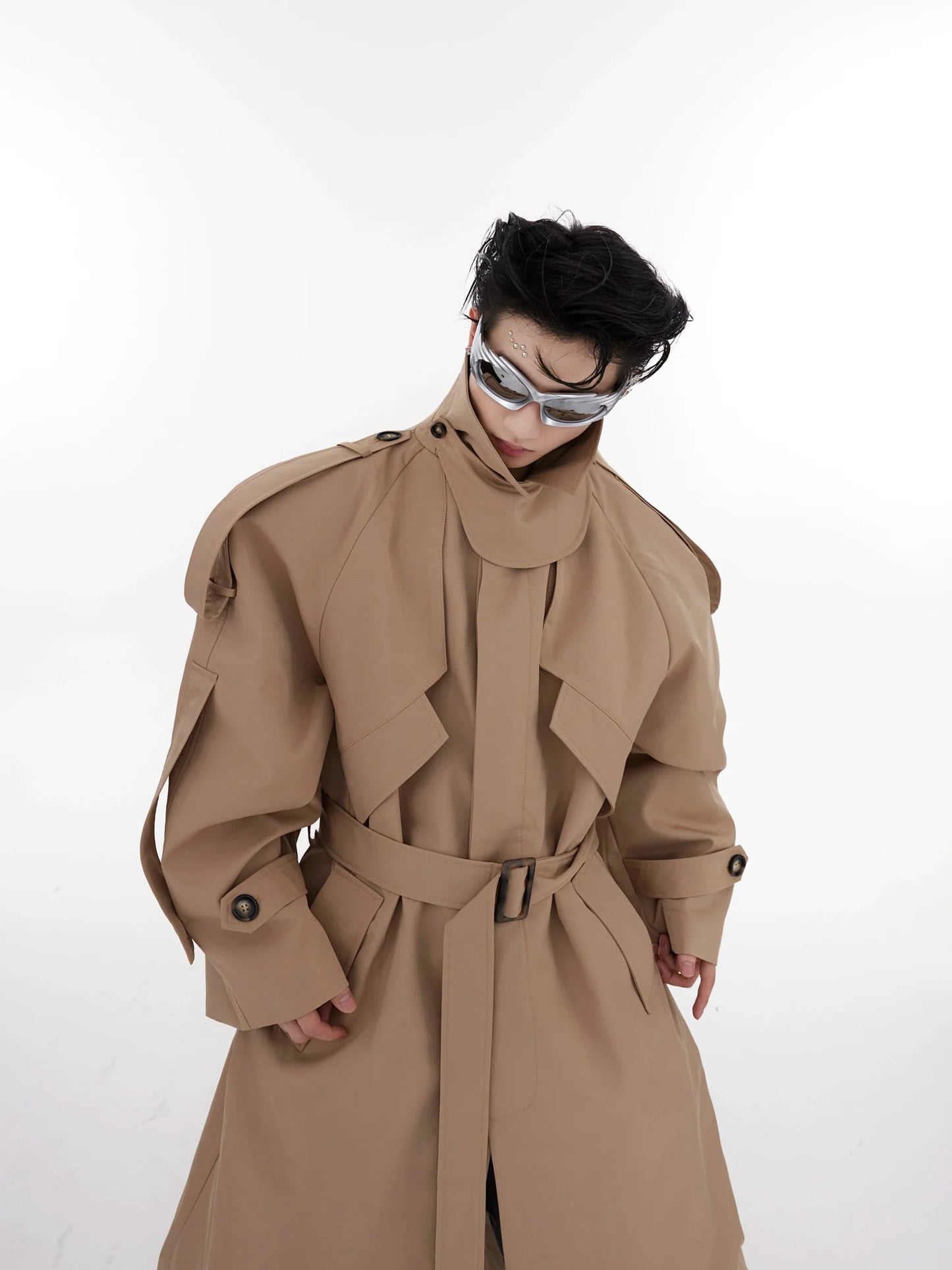 Deconstructed Structured Trench Overcoat |  Designer Coat in Long Design