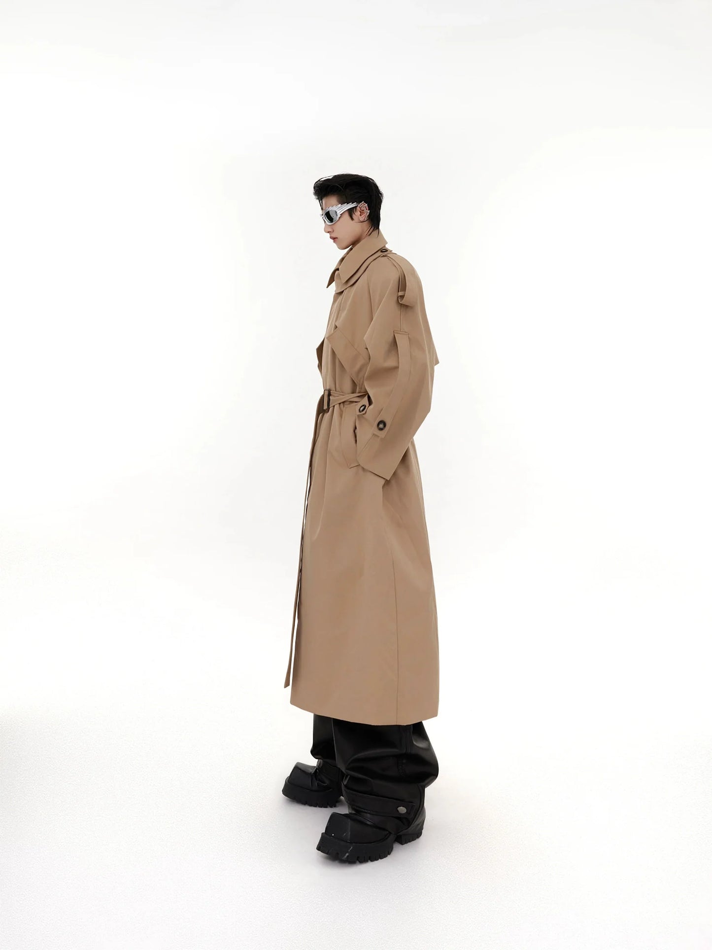 Deconstructed Structured Trench Overcoat |  Designer Coat in Long Design