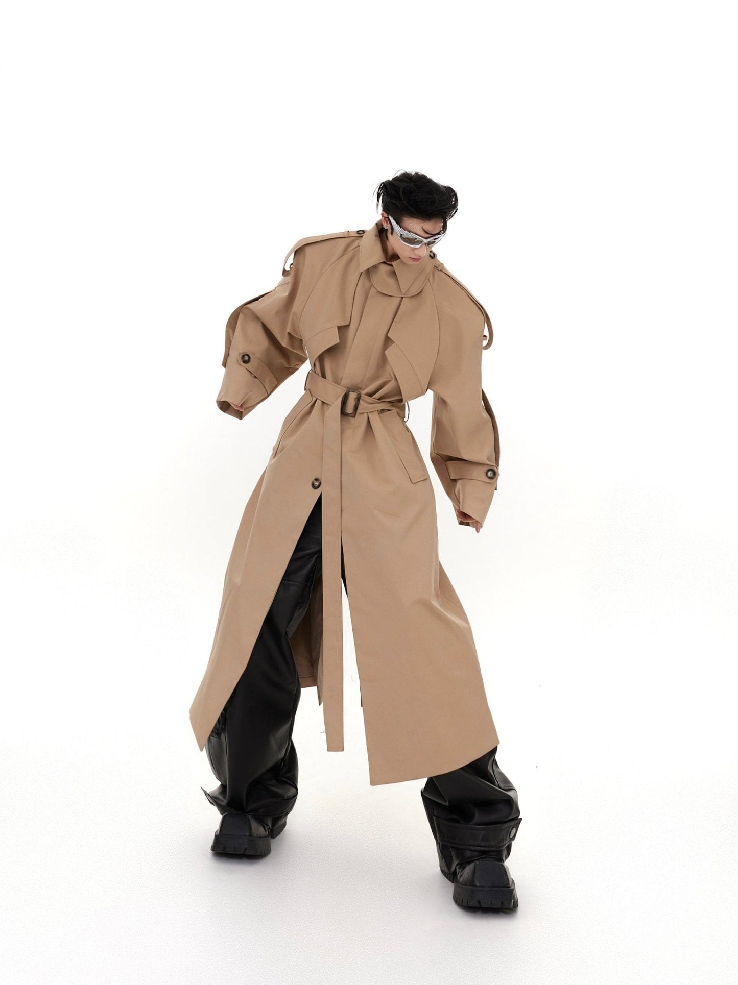 Deconstructed Structured Trench Overcoat |  Designer Coat in Long Design