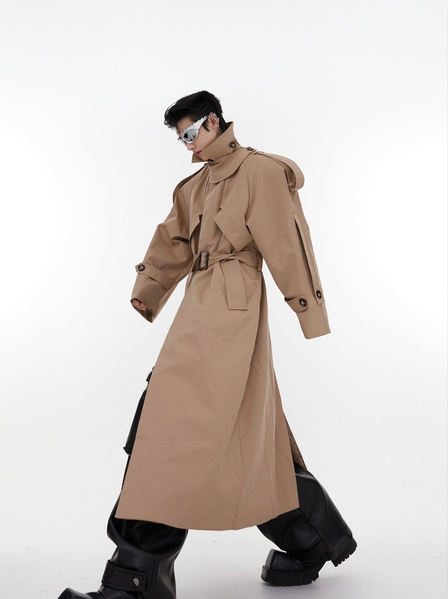 Deconstructed Structured Trench Overcoat |  Designer Coat in Long Design