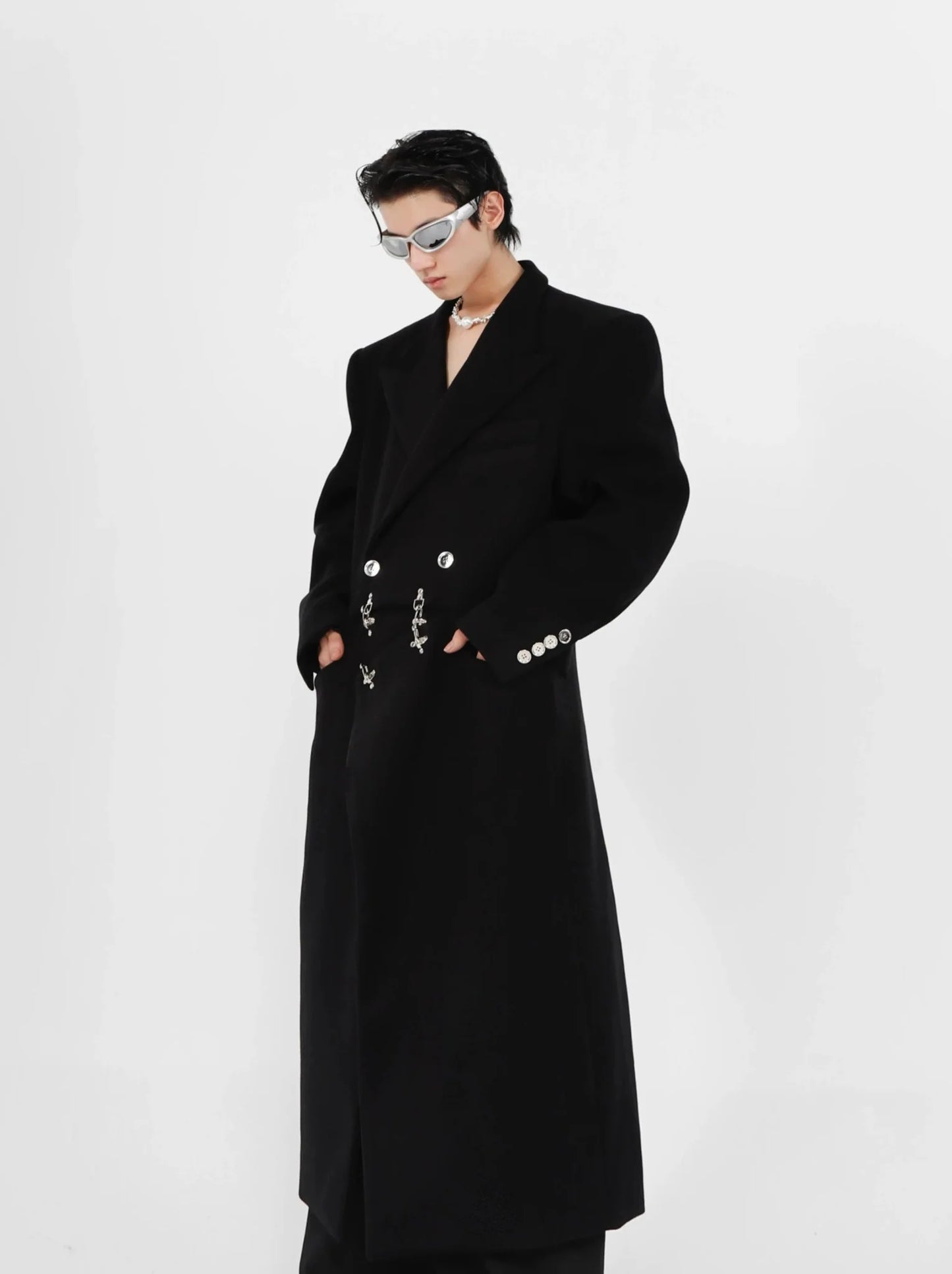 Deconstructed Woolen Overcoat with Metallic | Unisex Structured Long coat