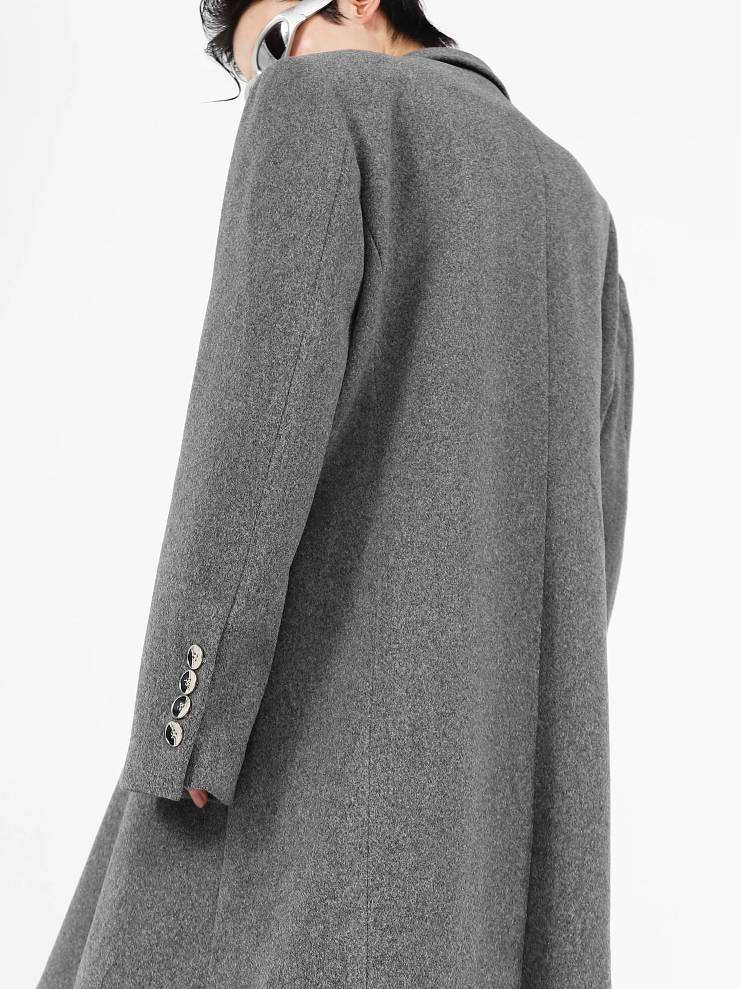 Deconstructed Woolen Overcoat with Metallic | Unisex Structured Long coat