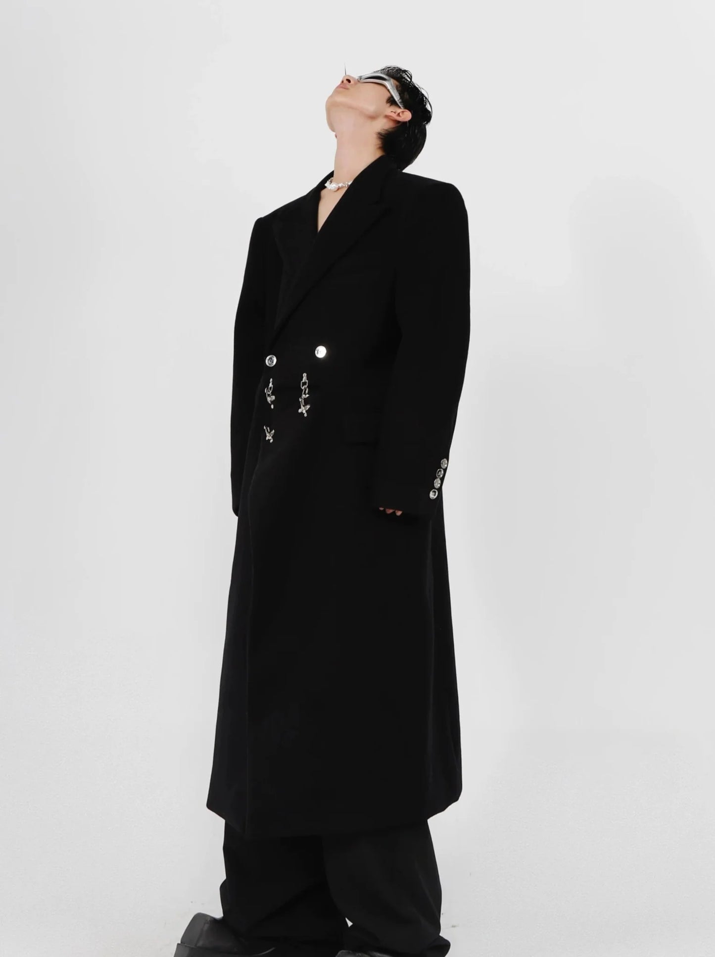 Deconstructed Woolen Overcoat with Metallic | Unisex Structured Long coat