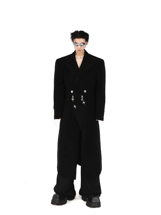 Deconstructed Woolen Overcoat with Metallic | Unisex Structured Long coat