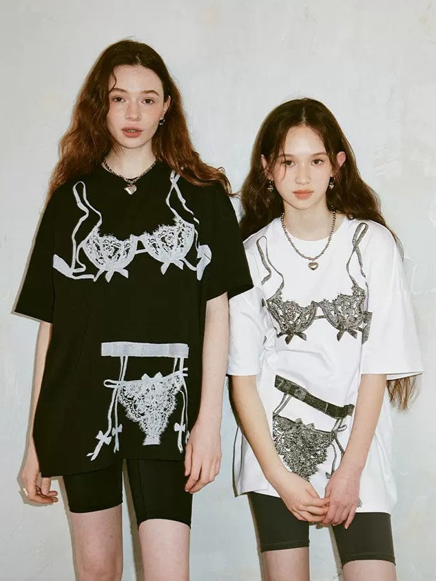 Trompe L'oeil Underwear Printed Loose T-shirt