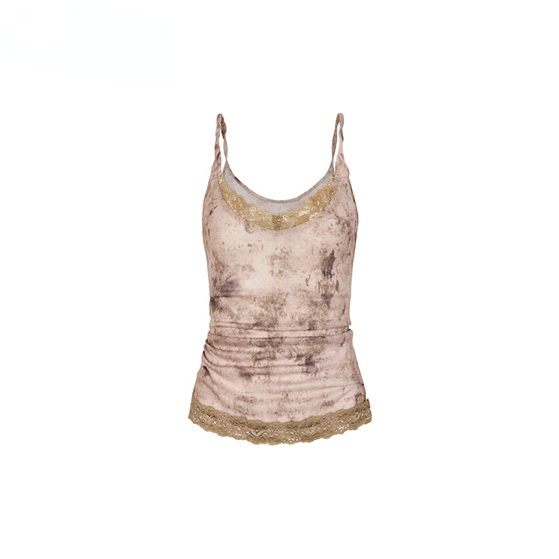 Coffee & Khaki Lace Patchwork Ombre Vest