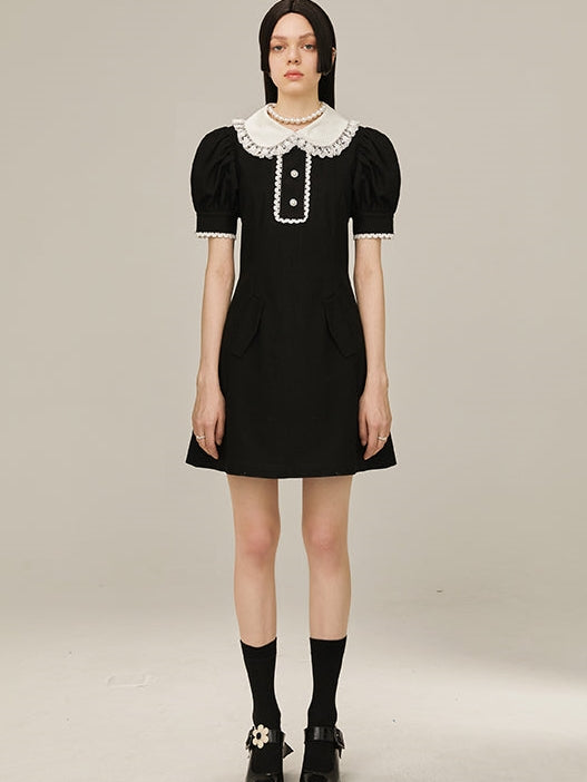 Short Sleeve Doll Collar Short Dress