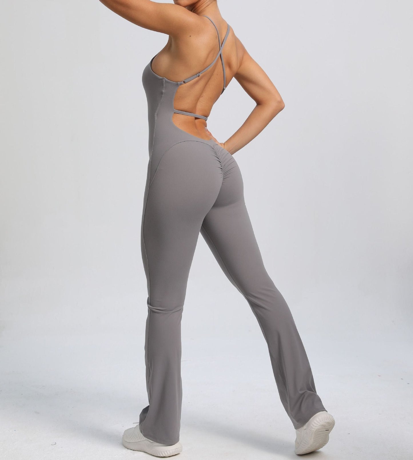 Power Backless Flared Jumpsuit