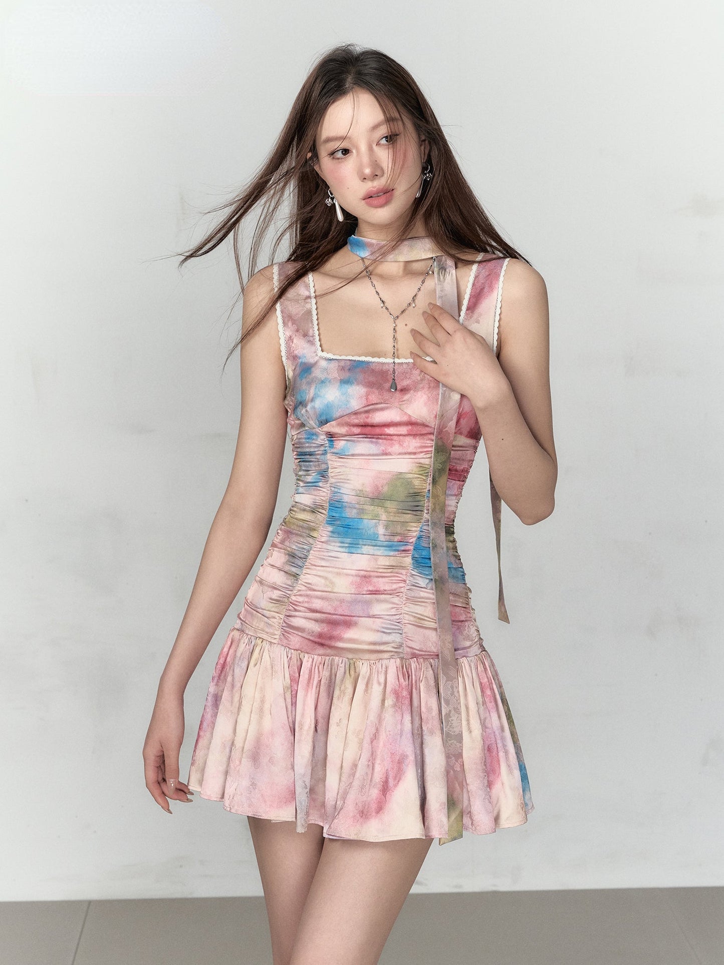 Gradient Color Block Spaghetti Strap Dress