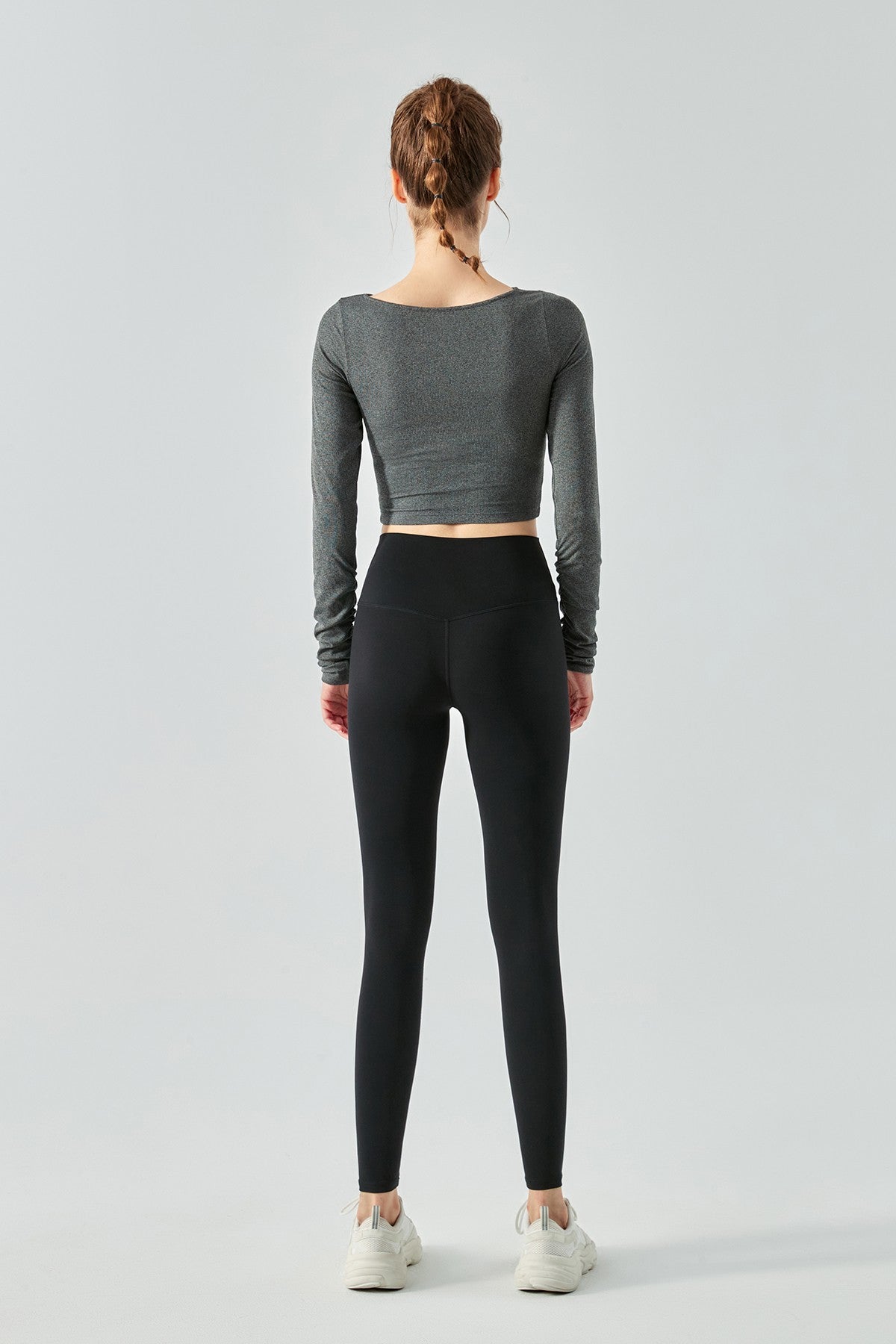 Ribbed Knit Long Sleeve Cutout Front Tops