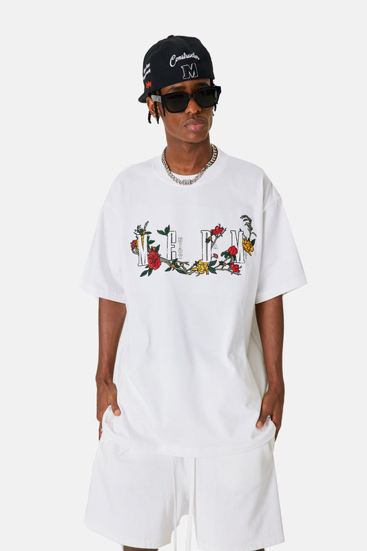 MEDM 자수 플라워 티셔츠 