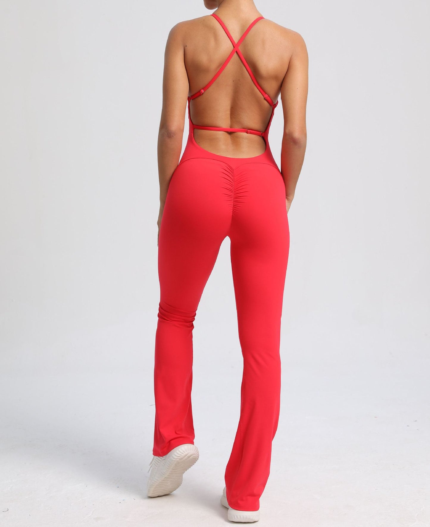 Power Backless Flared Jumpsuit