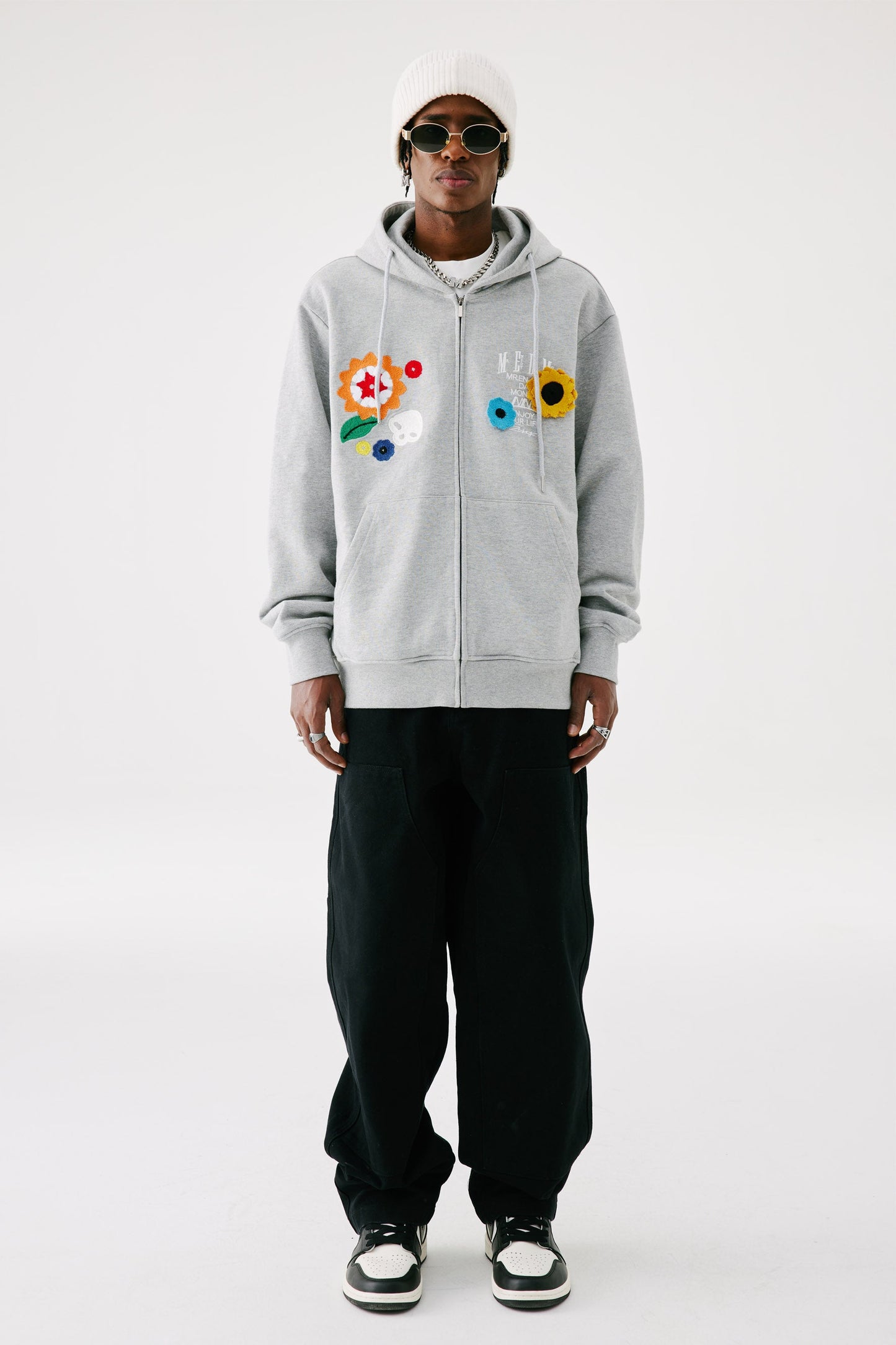 MEDM 꽃무늬 지퍼 후디