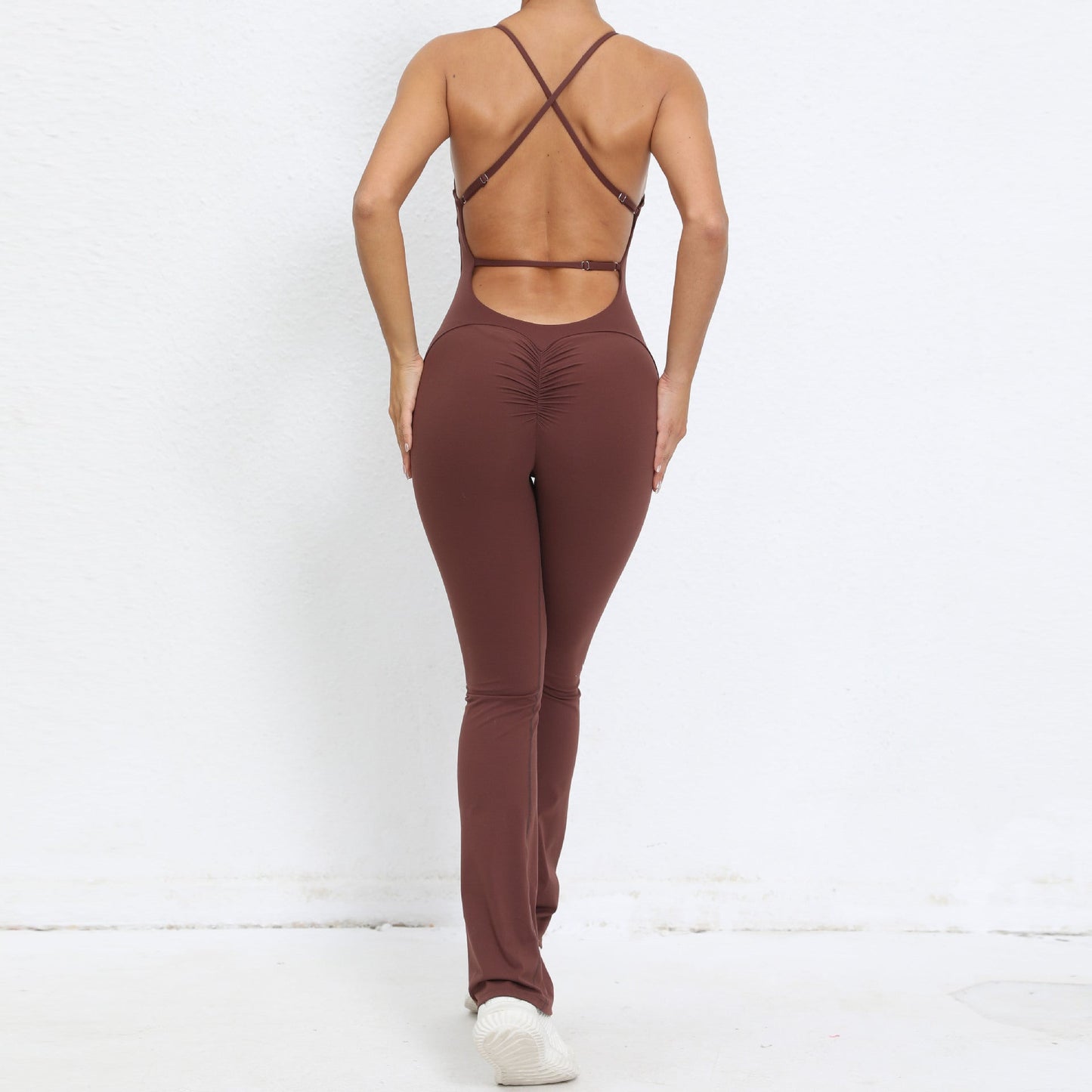 Power Backless Flared Jumpsuit