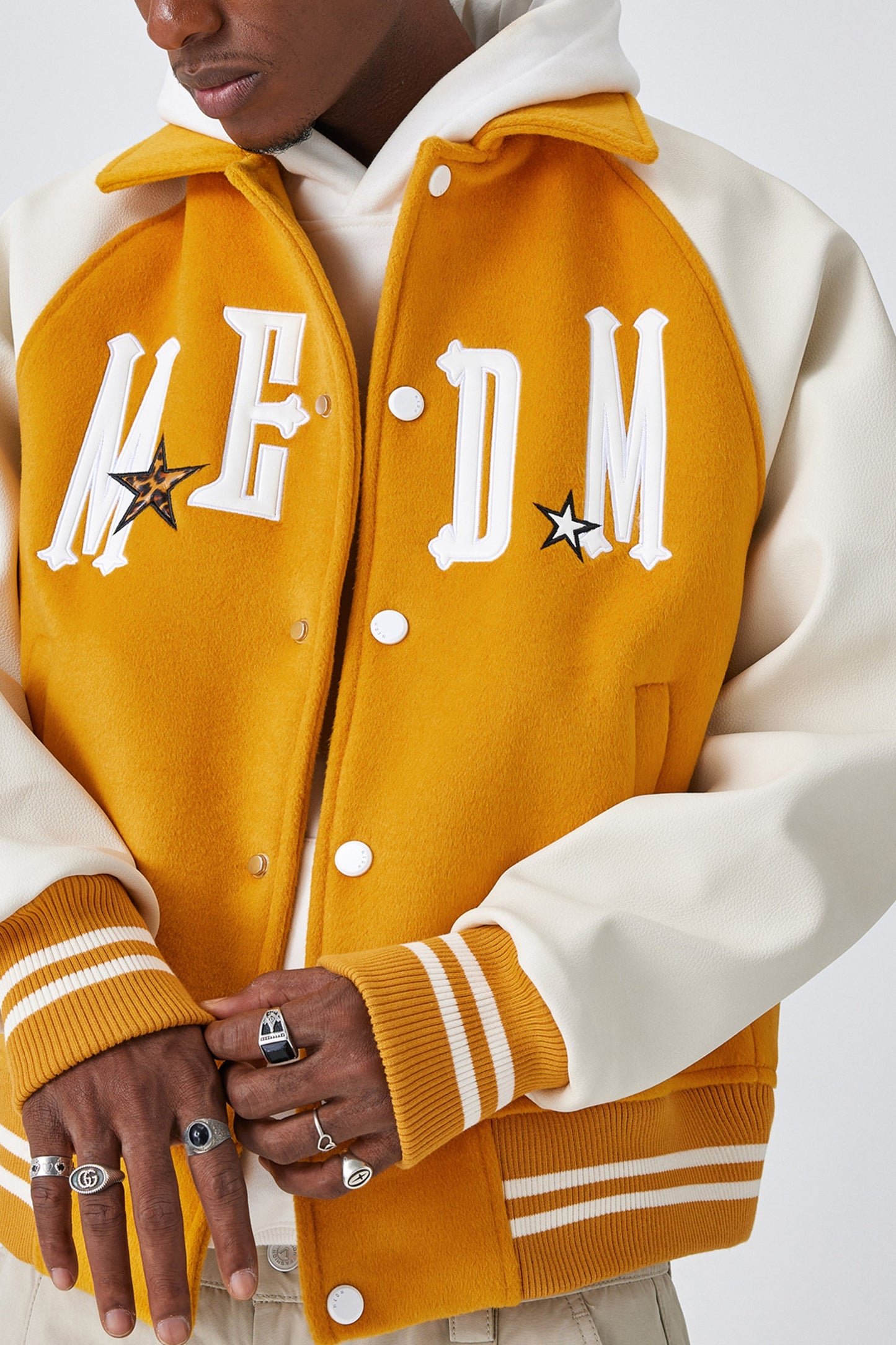 MEDM 패치워크 바시티 재킷