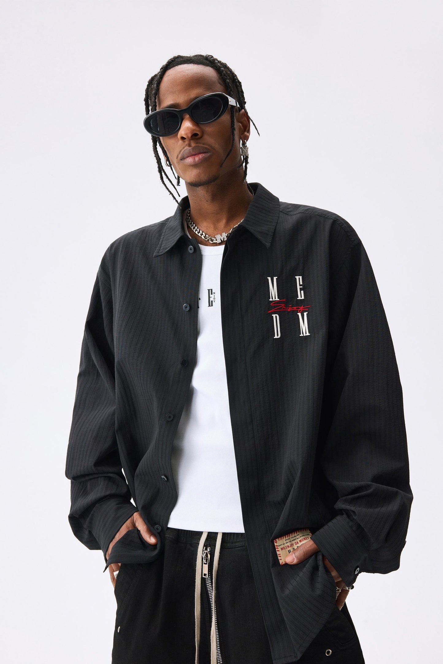 MEDM 레터 자수 셔츠