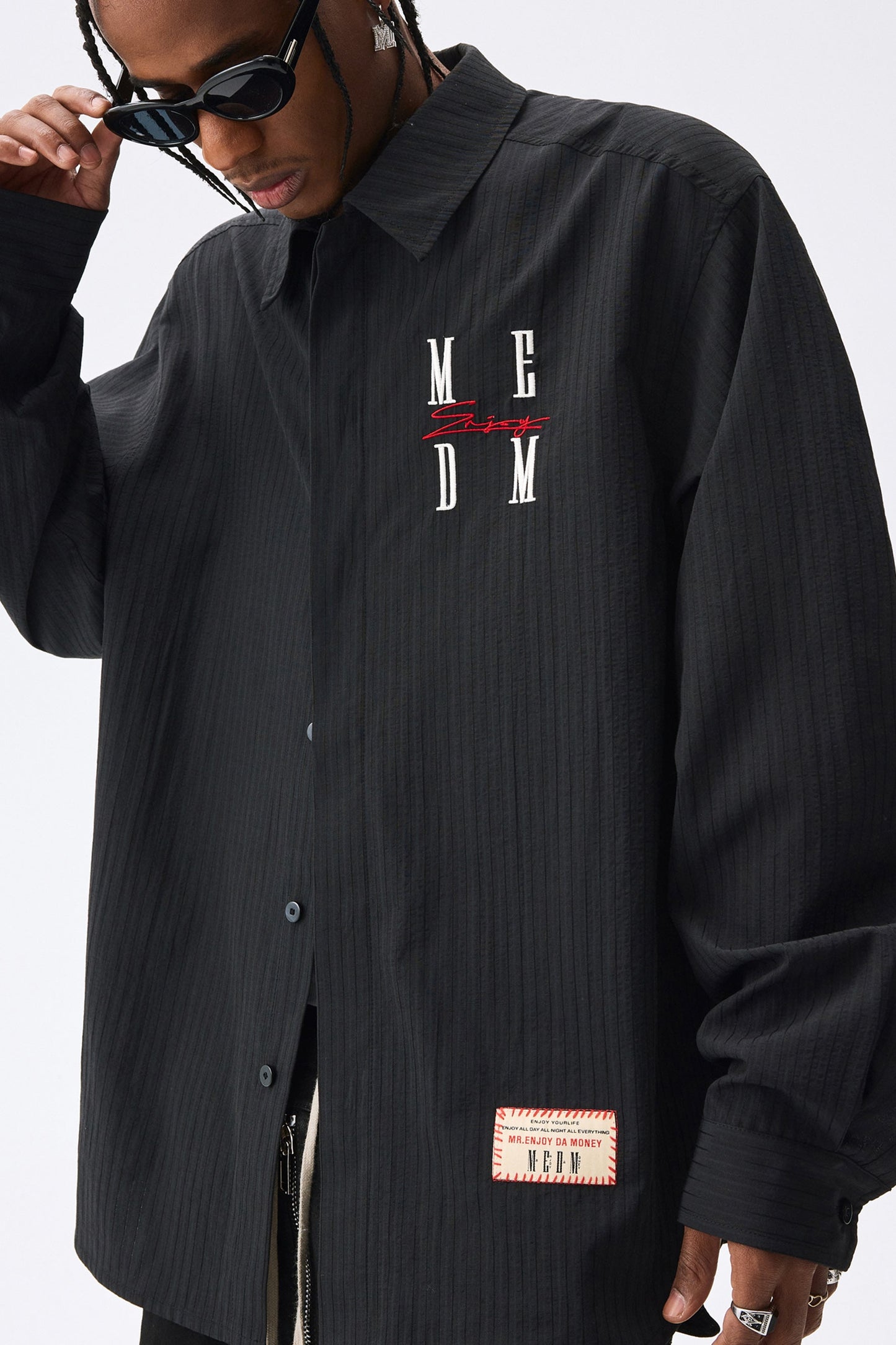 MEDM 레터 자수 셔츠