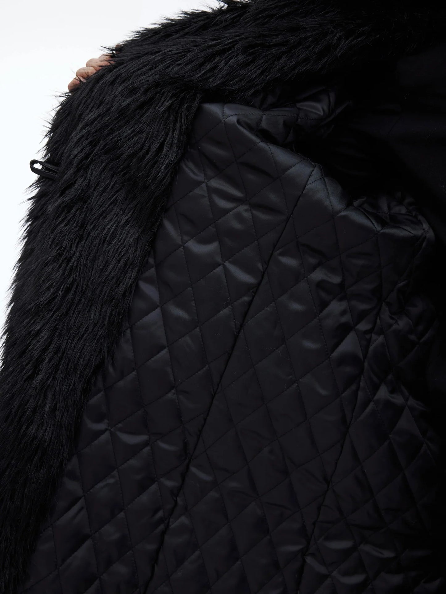 Luxurious Faux Fur Overcoat | Elegant Long Knee-Length Coat with Deconstructed Design