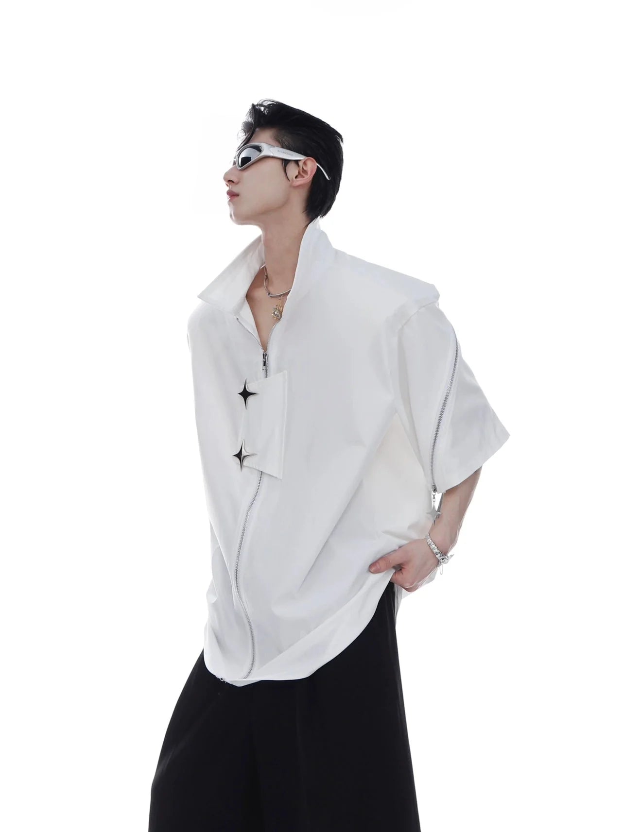 mens zipper dress shirts Amazon.com: Men Zipper Dress Shirts Short Sleeve Business Elastic Top Formal Top Slim Fit Dress Shirts Black M : Clothing, Shoes & Jewelry