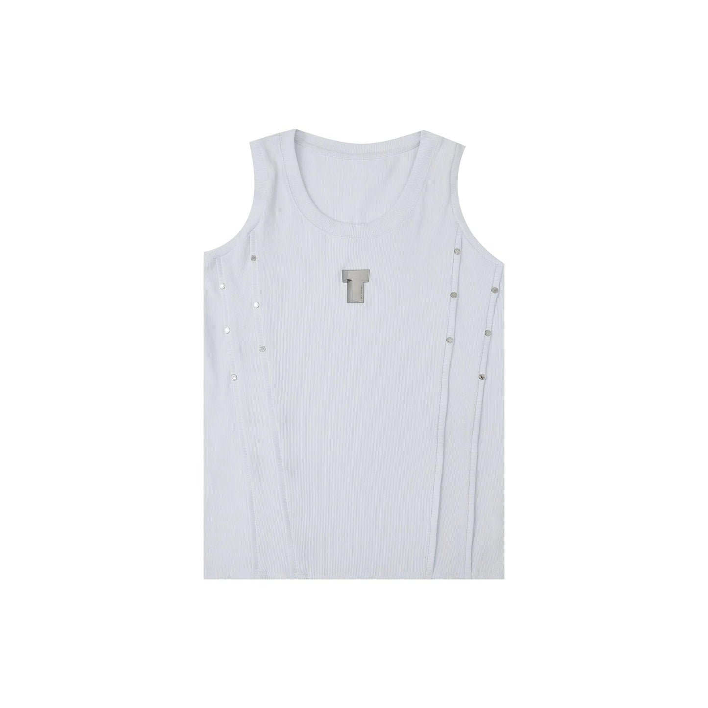 Men's Punk Sports Slim-Fit Tank Top with Metallic Accents & Line Pleated