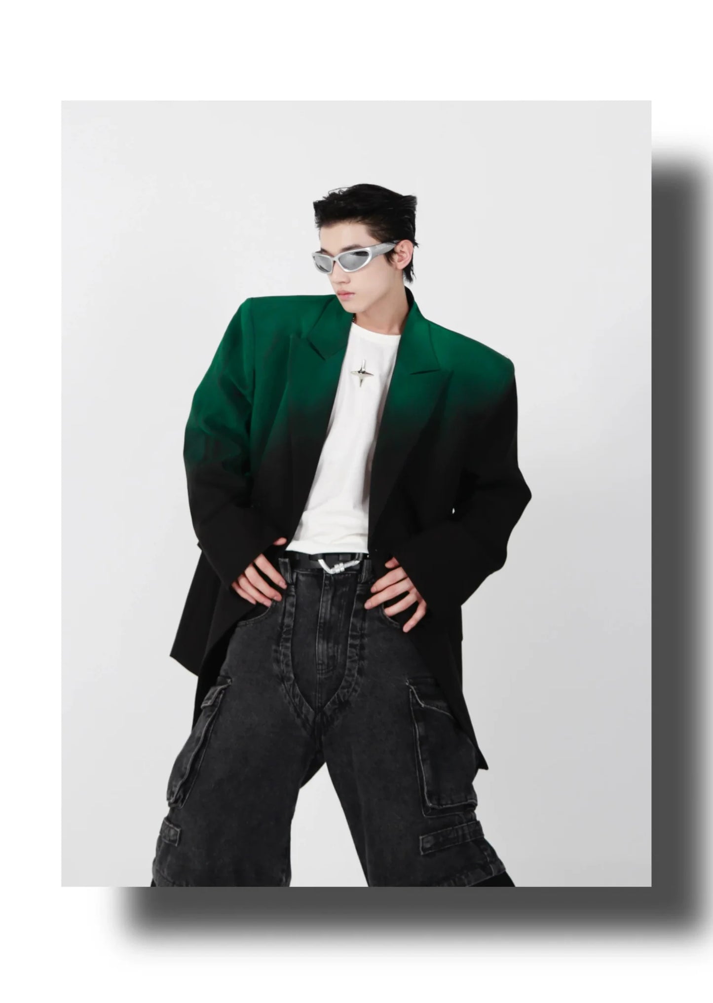 Minimalist Loose-Fit Vest / Tank Top with Padded Shoulders & Metallic Logo