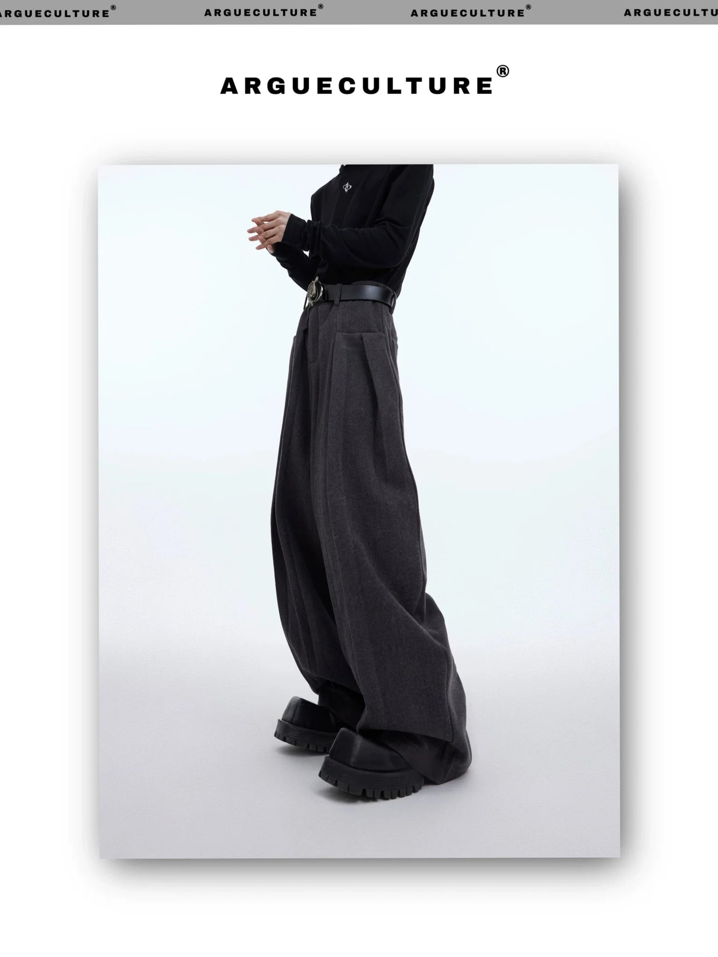 Minimalist Pleated Woolen Casual Pants with Loose Drape and Versatile Style