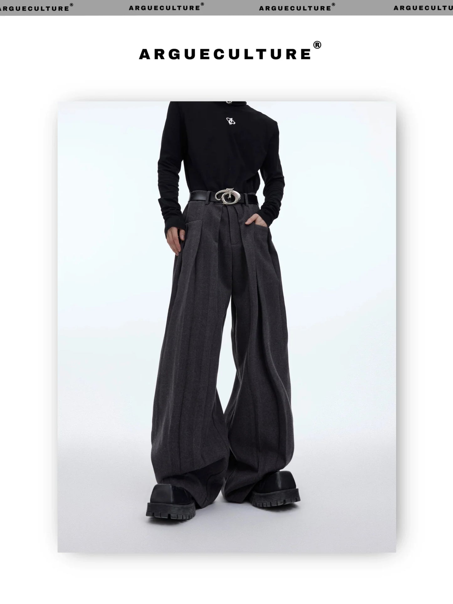 Minimalist Pleated Woolen Casual Pants with Loose Drape and Versatile Style