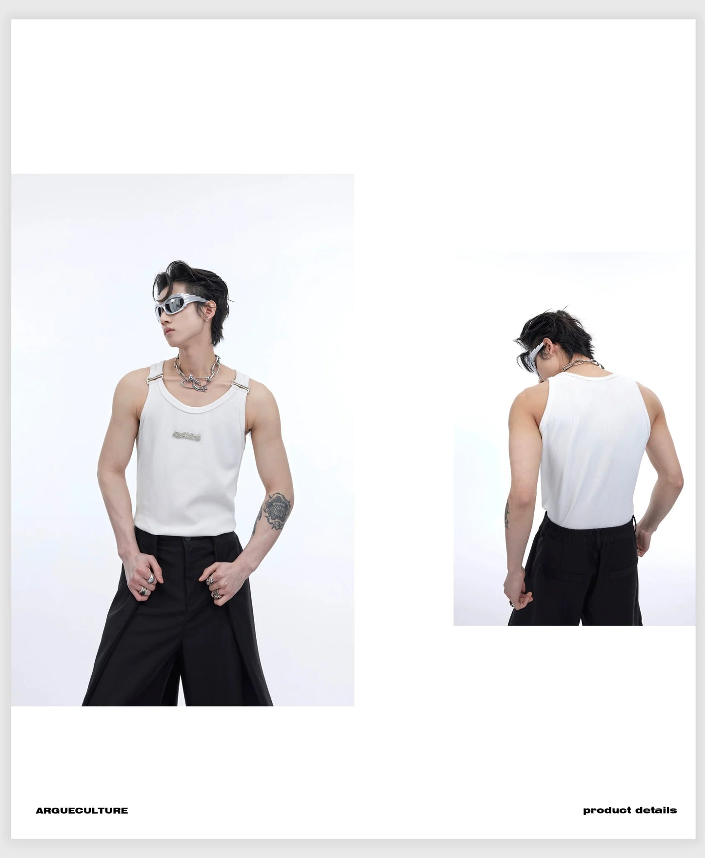 Minimalist Unisex Slim Fit Tank Top with Metallic Shoulder Straps