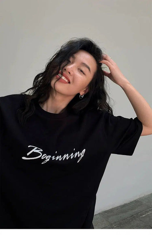 Neva Beginning Text Print T-Shirt