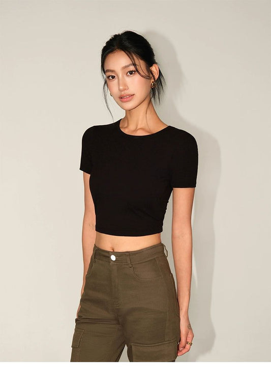 Neva Buckled Backless Cropped T-Shirt