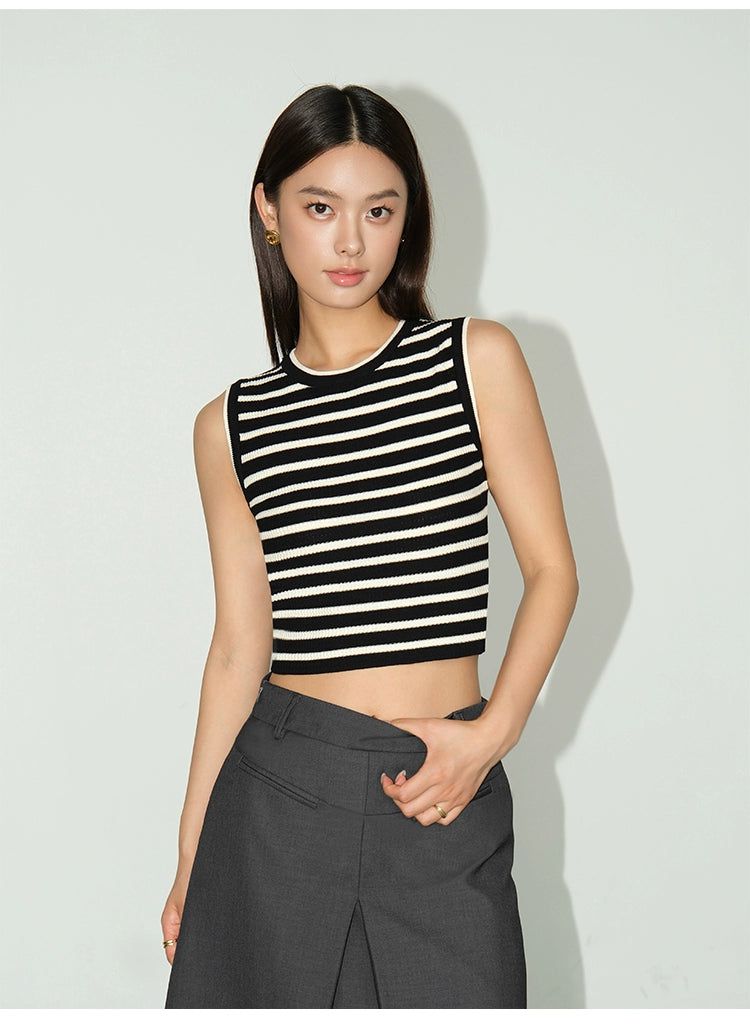 Neva Striped Knit Cropped Camisole