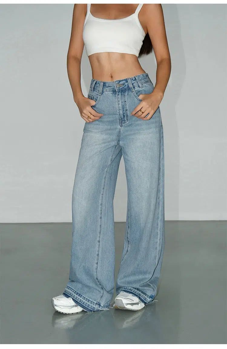 Neva Washed Raw Edge High Waisted Jeans