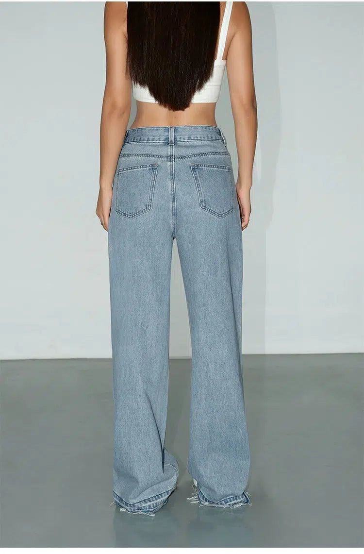 Neva Washed Raw Edge High Waisted Jeans