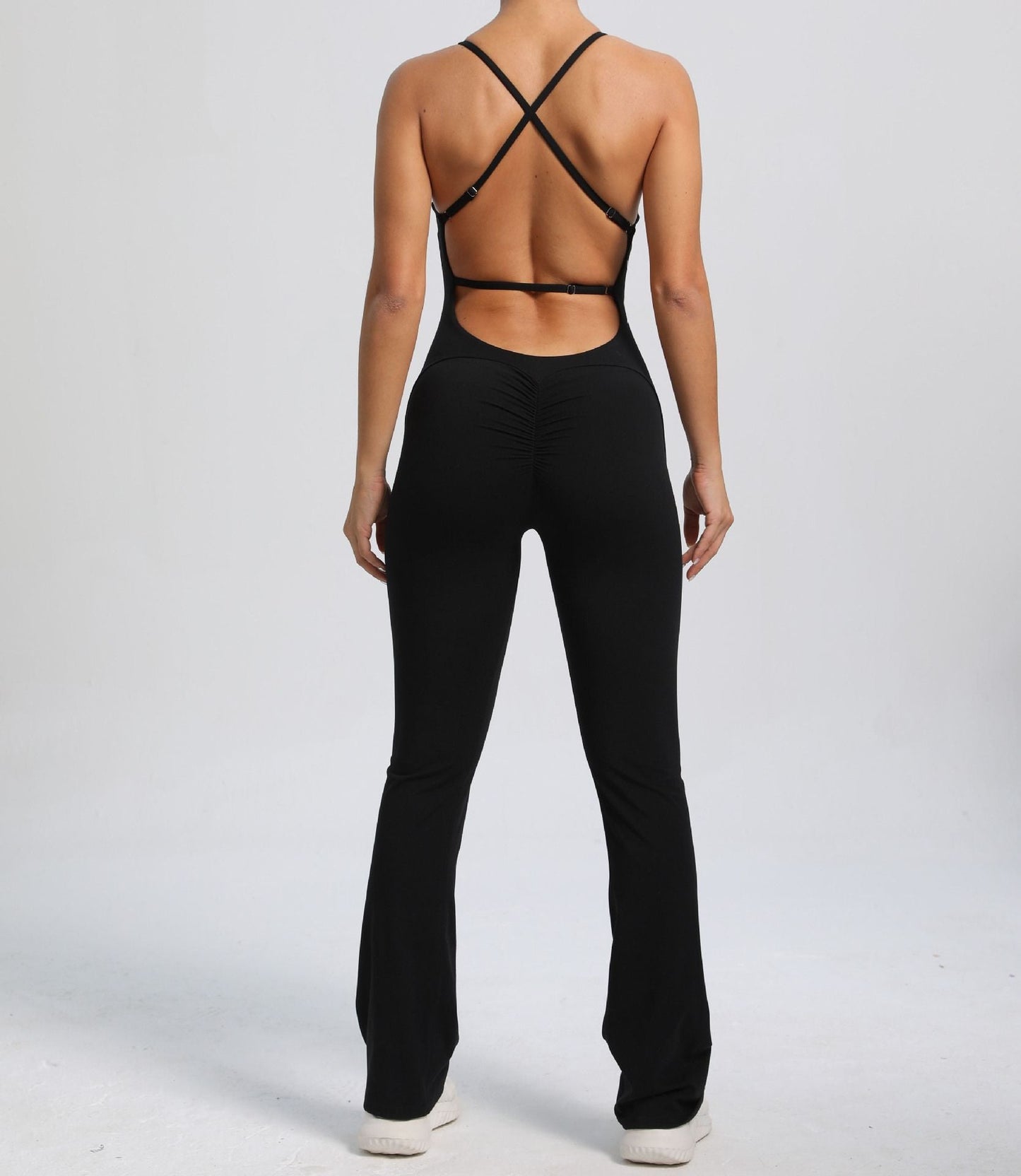 Power Backless Flared Jumpsuit