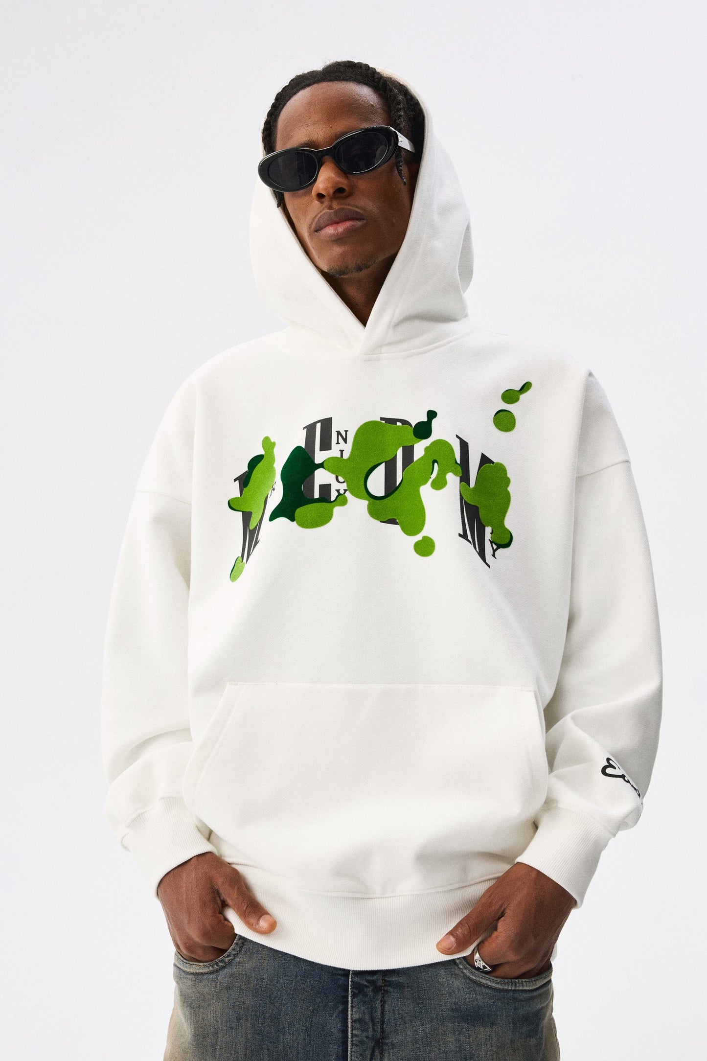 MEDM GRASS 플로킹 프린트 후디