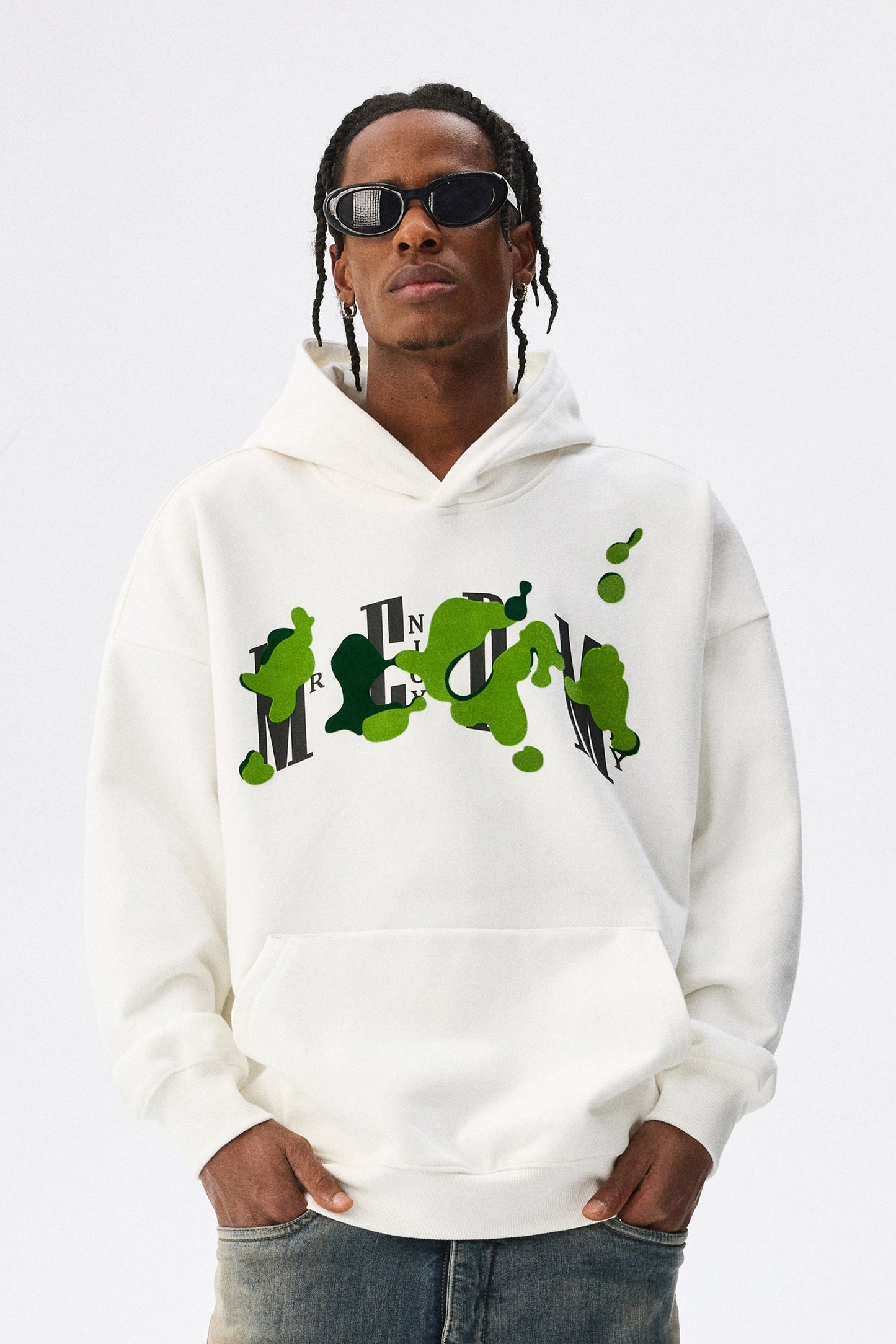 MEDM GRASS 플로킹 프린트 후디