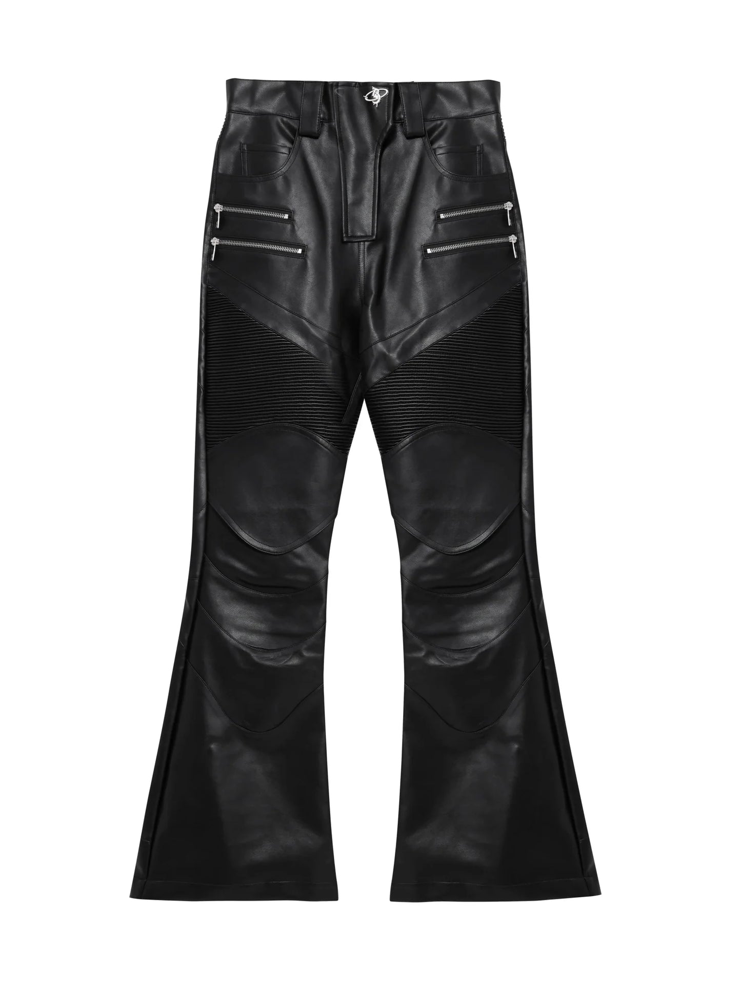 Punk Faux Leather Pants Patchwork Metal | Flared Casual Trousers