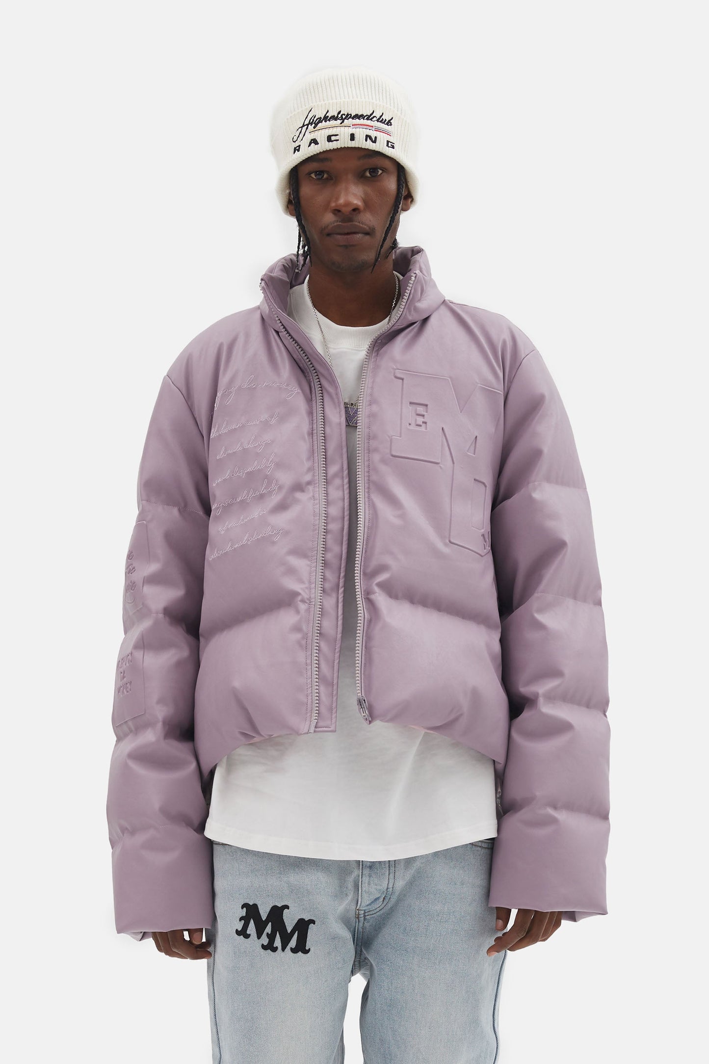 MEDM 마이크로파이버 가죽 푸퍼 재킷